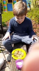 Alex eating proper food